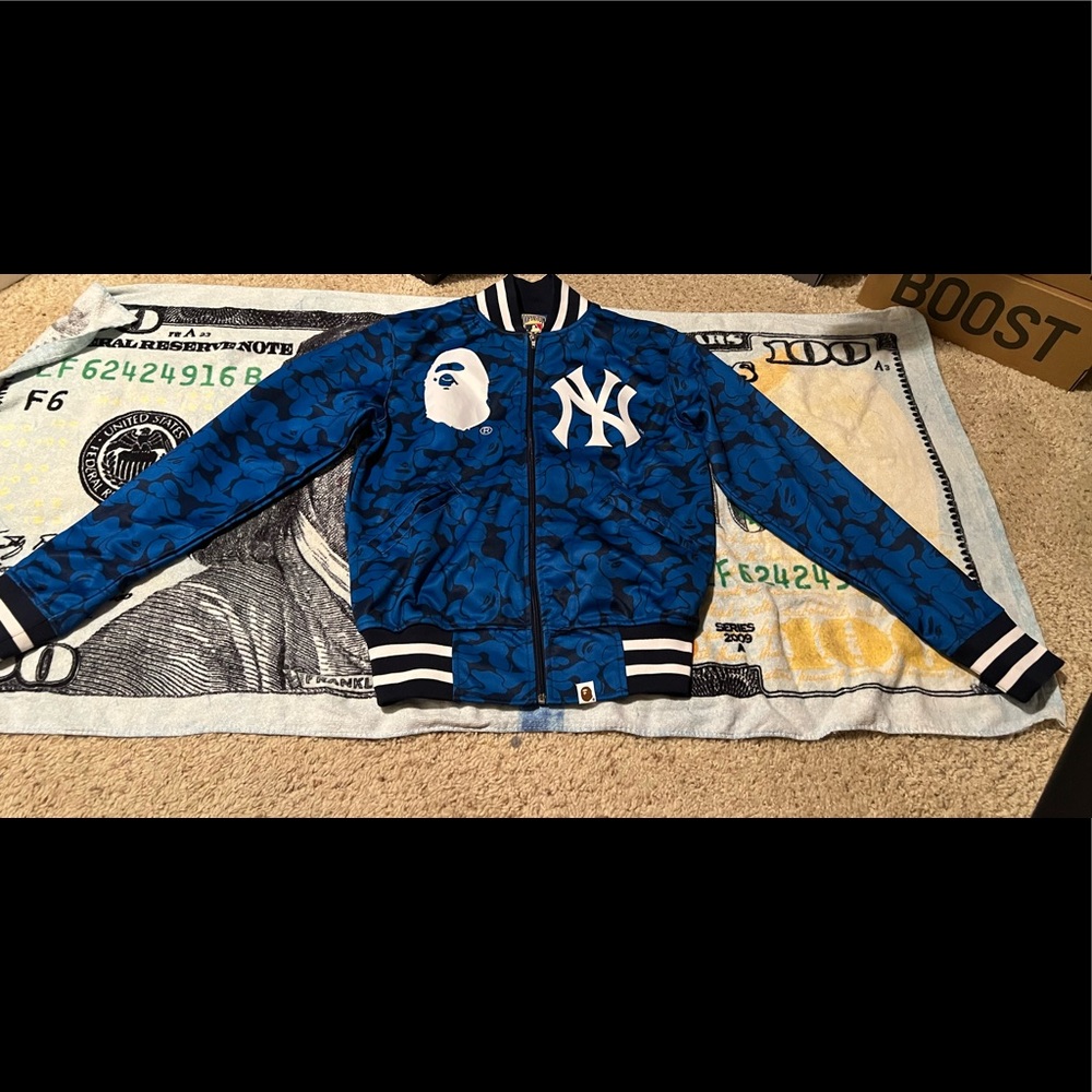 BAPE X MITCHELL & NESS YANKEES JACKET BLUE